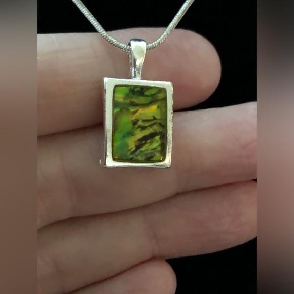 Track Bezel Pendant With Light Green Dichroic Film - Picture 4 of 4